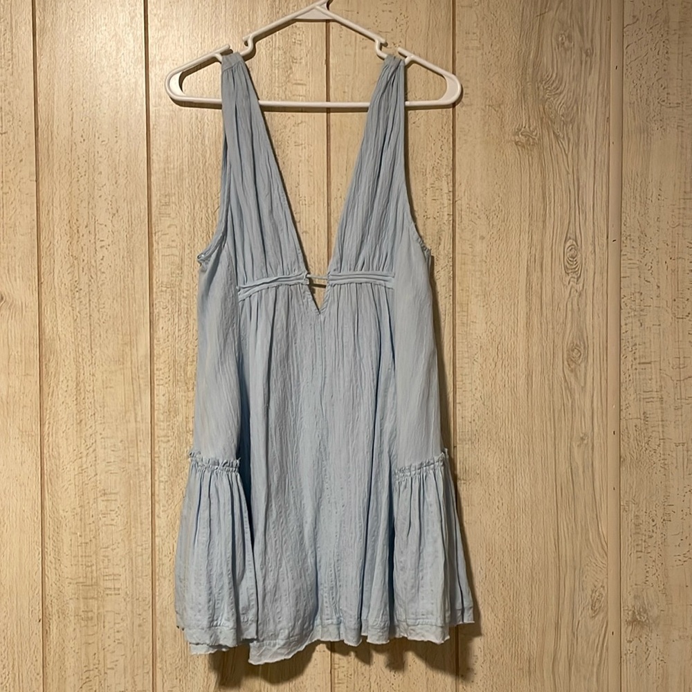 Light Blue V plunge Dress